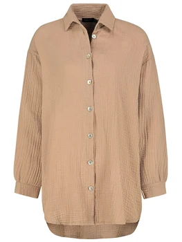 Дамски ежедневни риза с дълъг ръкав и закопчаване на копчета, свободна однотонная блуза, блузи