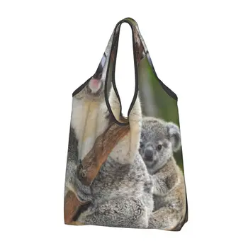 Дамски ежедневни чанта за пазаруване Коала, голяма чанта голям-тоут, Преносима чанта за съхранение, сгъваеми чанти