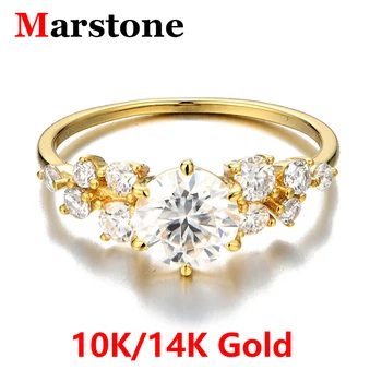 Дамски пръстен с Муассанитом от Злато 10K, 14K, S925 Сребро, Пръстени, ръчно изработени, Годежни Пръстени, Булка, Сватбени Изящни Бижута за Жени