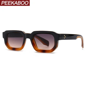 Дамски слънчеви очила Peekaboo uv400, женски квадратни слънчеви очила в малка рамка за мъже, ретро стил, uv400, леопардовый кафяво, 2024, мъжки