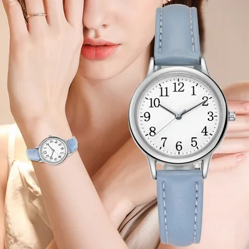 Дамски часовници Sdotter с малък циферблат, прости модни дамски часовници на тънък кожен каишка, кварцов дамски часовник, Дамски часовници reloj
