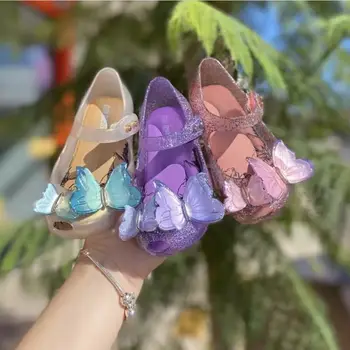 Детска декоративна Желейная обувки с пеперуди, Новост 2023 година, Обувки Принцеси за момичета, Лятна Детски обувки, сандали за детска градина
