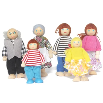 Детска кукла-ескорт, Комплект дървени играчки, Кукли Щастливо Семейство, играчки със семейни герои, Детска Удобна кукла, Детски подаръци