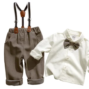 Детски дрехи За момчета 1, 2, 3, 4, 5 години, Джентълменско бутик с дълъг ръкав за Рожден Ден, Благородна Детска Пролетна памучен облекло