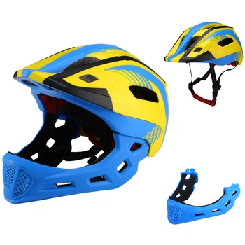Детски подвижни велосипеден шлем с пълно лице, дишаща ultralight велосипеден спортна предпазна каска за велосипед, скейтборд, скутер