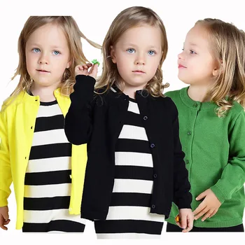 Детско вязаное палта за момичета, пуловер, жилетка, Детски дрехи, обикновен пуловер памук за деца, вязаный с отворена предна част на 2023