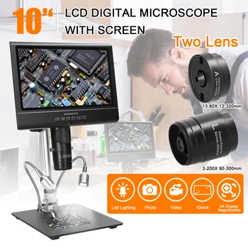 Дигитален микроскоп за запояване, 1080 P, 10 инча, 4-кратно увеличение, Фотография, Видео, Микроскоп с Led лампа Бестеневая