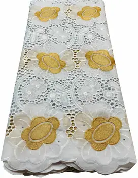 Дизайн Памучна дантела кърпа в Африканския стил, Швейцарско Вуалевое дантела В Швейцария, Висококачествено Нигерийски дантела за жени, за Сватба парти, Злато HMY007