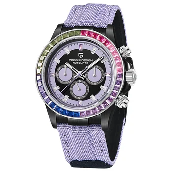 Дизайн на PAGANI, цветен циферблат със скъпоценни камъни, на 100 м, Водонепроницаемое сапфирен кристал, Ежедневни автоматични механични часовници с ограничена серия За Мъже