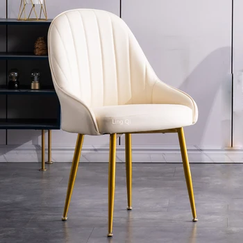 Дизайнерски Метални Трапезни столове Съвременните скандинавски минималистичное Кожен стол за релакс Ергономични меки шезлонги, Мебели за зала