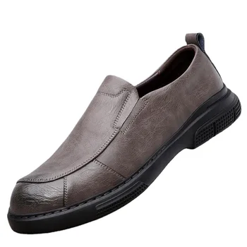 Дишаща дизайнерски обувки с мека подметка от кожа за мъже, пролетно-есенна мода ежедневни обувки на платформа, мъжки обикновена лоферы, мъжки