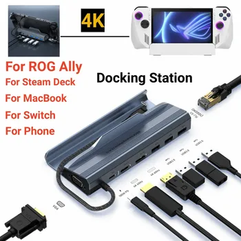 Докинг станция за ROG Али, съвместима с HDMI, шунтирующий hub, удължителен кабел Type C USB3.0, докинг станция за телевизор, шкаф за гейм конзолата Steam Deck, PC