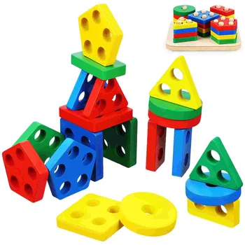 Дървена Сортиране Детски играчки, Пъзели Монтесори Кула Ханой За деца