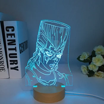Дървени 3D лампа Аниме JoJo Bizarre Adventure за декор спални, Лампа, Подарък за Рожден Ден Фигурка Манга Jojo Led нощна светлина Jotaro Kujo