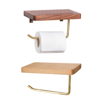 Държач за тоалетна хартия с дървени рафта, метална стена, руло плат от желязна тръба