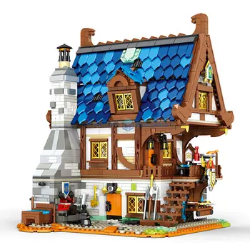 Европейският век, Средновековна модел на Ковача, строителни блокове 21325, Вид на Модулен набор от тухли MOC, подаръци, забавни играчки за деца