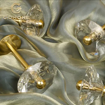 Европейският изкуствен кристал месинг кука лесен луксозен стенен корниз кука за монтиране на окачен