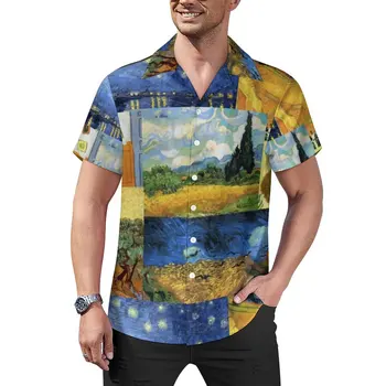 Ежедневна риза Мечти Картини на Ван Гог Изкуството на Почивка Свободна риза Хавай Модни блузи Дизайн с къс ръкав на Извънгабаритни топ
