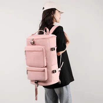 Ежедневна чанта за мъже и жени, по-голямата голям чанта за фитнес със сух и влажен раздяла, чанта за багаж на къси разстояния през рамо