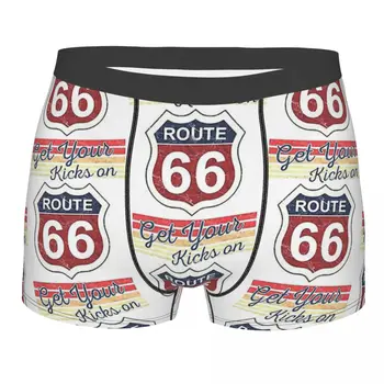 Забавлявайте - Route 66 - Реколта Ретро-Слипове-боксерки Distressed1 За мъже, Гащи-гащи С висока пропускливост на въздуха, висококачествени подаръци за рожден ден