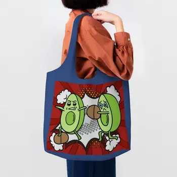 Забавна чанта за пазаруване с плодове от авокадо, за Многократна употреба плодови веганские продукти, холщовые чанти за пазаруване, чанта за снимки