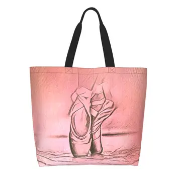 Забавни Балетные Обувки Розова Чанта За Покупки От Рециклиране, Холщовая чанта за Пазаруване в магазини за Хранителни стоки
