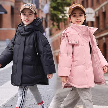 Зимна определяне на горно облекло за малки момичета, Модни детски яке, изолирана детски паркове С качулка, Топло пуховое палта за момичета 4-12 години