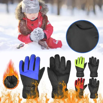 Зимни Детски Ски ръкавици, Зимни Снежни ръкавици, Улични ръкавици Плюс Кадифе, Дебели Ветроупорен и непромокаеми ръкавици ръкавици