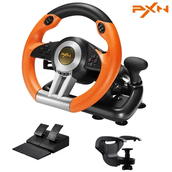 Игралното волан Volante PC Racing Wheel 180 ° Universal PXN V3 Pro с педали за PS3/PS4/Xbox One/Switch/Xbox Series X/S