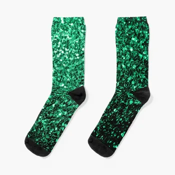 Изумрудено-зелени чорапи с изкуствен блясък и искри, дамски, мъжки чорапи, термоноски, мъжки зимни нескользящие футболни чорапи