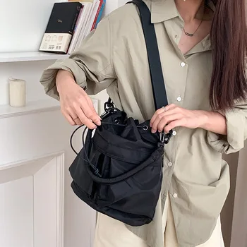 Индивидуална чанта през рамо, дамска чанта, универсална чанта-месинджър на съвсем малък, просто жените портативна найлонова чанта-кофа