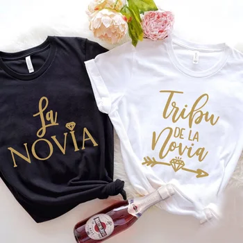 Испанските фланелки Camiseta La Mujer Новия Дамски Летни Блузи, Дамски тениска за моминско парти, Тениски Tribu De La Новия