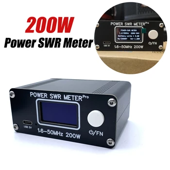 КСВ-метър мощност 200 W 1,6-50 Mhz 0.5 W-200 W КВ къси вълни КСВ-метър Pro КВ PWR КСВ-метър с OLED-дисплей 1,29 инча + 50 часа тест