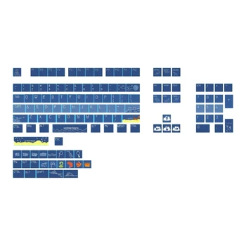 Капачки за ключове 128 PBT сублимация на топлина XDA Blue Swim Keycaps за игрални механични клавиатури XDA Keycaps продължителна употреба