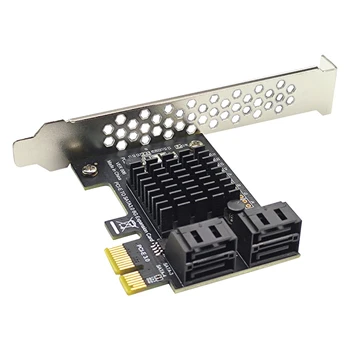 Карта SATA III PCIe 4 порта 6 gbps SATA PCI-e 1X Адаптер конвертор с монтиране на стена