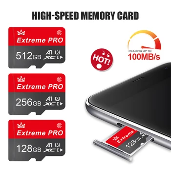 Карта на паметта 1 TB И 2 TB A1 Flash Mini SD Card 128 GB, 256 GB, 512 GB Class 10 UHS-I Високоскоростна карта Micro TF/SD 128 GB Cartao De Memoria