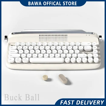 Клавиатура Actto B307 с 68 бутони, Ретро Безжична клавиатура Bluetooth, зареждане, Модерен женски аксесоар за работа с компютър, подаръци за Офис