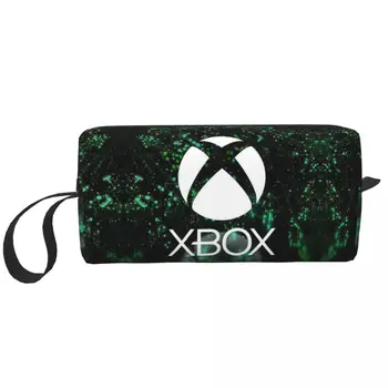 Класическа Косметичка с Логото на Xbox, Дамски Сладка игра с Голям Капацитет, подаръци за Геймъри, Косметичка за съхранение на козметика, тоалетни чанти
