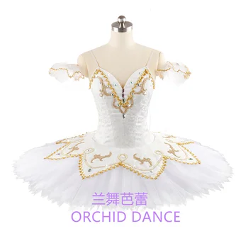 Класическа професионален висок клас дамски дрехи, за да изяви за възрастни, Златисто-бели балетные костюми-пачки за момичета 