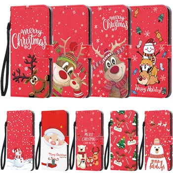 Коледен Портфейл Кожен Калъф За iPhone 14 XR XS X SE 3 2022 2020 7 8 13 12 11 Pro Max Mini 6 Plus 6S, Коледен Подарък, Коледен Калъф