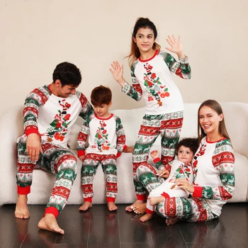 Коледен пижамный комплект за семейство, майки, Татковци, деца, е един и същ дрехи, Комплект от 2 теми с анимационни принтом, Пижами, Мека пижама, Коледен образ