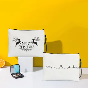 Коледна Линия в минималистичном стил, Холщовая Косметичка за грим, чанта, подарък за Нея, Комплекти от тоалетни принадлежности, Дамски Органайзер за грим при пътуване