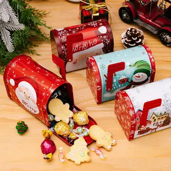 Коледна лидице кутия, Декоративна Коледна подарък кутия, Празничен Коледен Органайзер за шоколадови бонбони във формата на пощенската кутия, цветни бисквити