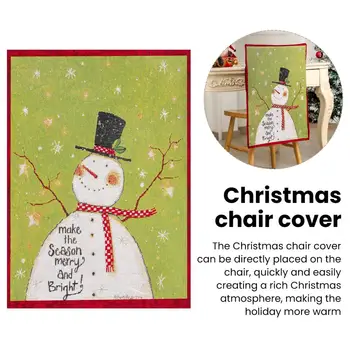 Коледна торбичка за хранене на стол, Празнични Коледни калъфи за столове, Проектиране, Дядо Коледа и Снежен човек, допълнена за столове за Коледа