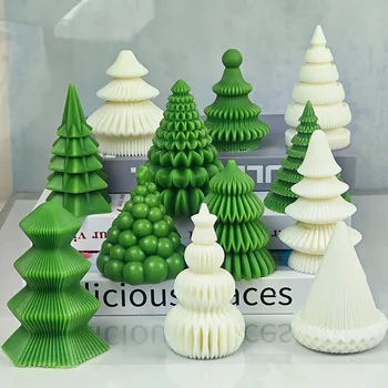 Коледната елха свещ, силиконова форма, оригами, конична свещ, силиконова форма, Коледен подарък, под формата на смола, под формата на сапун, коледна форма