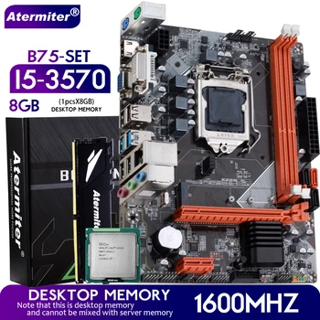 Комплект дънната платка Atermiter B75 с процесор Intel Core I5 3570 LGA 1155 1x8 GB = 8 GB 1600 Mhz DDR3 Тенис на радиатора памет USB3.0 SATA3