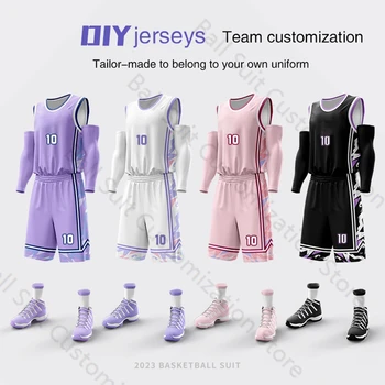 Комплекти за баскетбол форма За мъже и жени, трикотажни изделия, направени със собствените си ръце, Индивидуална форма за лека атлетика NBA същата поръчка