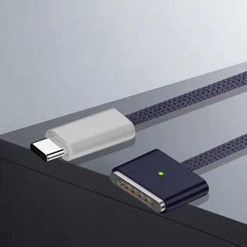 Конектор Тип C за Протоколи кабел за бързо зареждане 3 Led Индикатора, Конвертор за зареждане USB-C PD3.1 за MacBook Air/Pro 2021 2022 2023