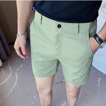 Корейски модни шорти, Мъжки Ежедневни памучни работни панталони Градинска облекло обикновена летни шорти Удобни Тънки стръмни панталони Мъжки