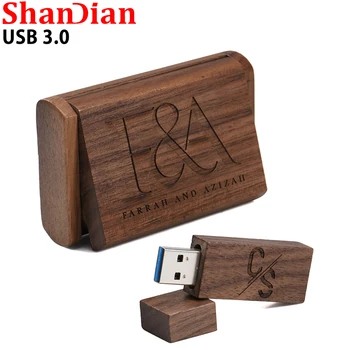 Креативна Подарък кутия от клен дърво, флаш памет USB 3.0, безплатен потребителски лого, флаш памет, Карта памет реалния капацитет, висока скорост на U-диск, 64 GB